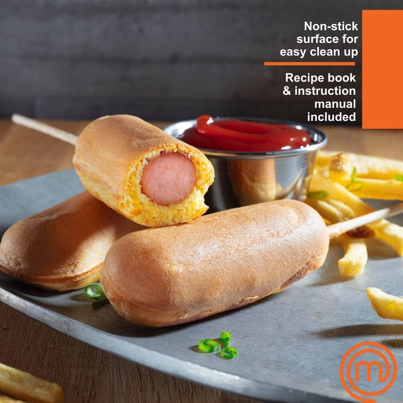 SCS Direct MasterChef Corn Dog Maker w 50 Skewers- Electric Nonstick Kitchen Baker & Recipe Guide- Fryer Machine Makes Hot Dogs, Cheese Mozzarella Sticks, Cake Pops, BBQ, Mini Carnival Food, Fun Christmas Gift - Image 4